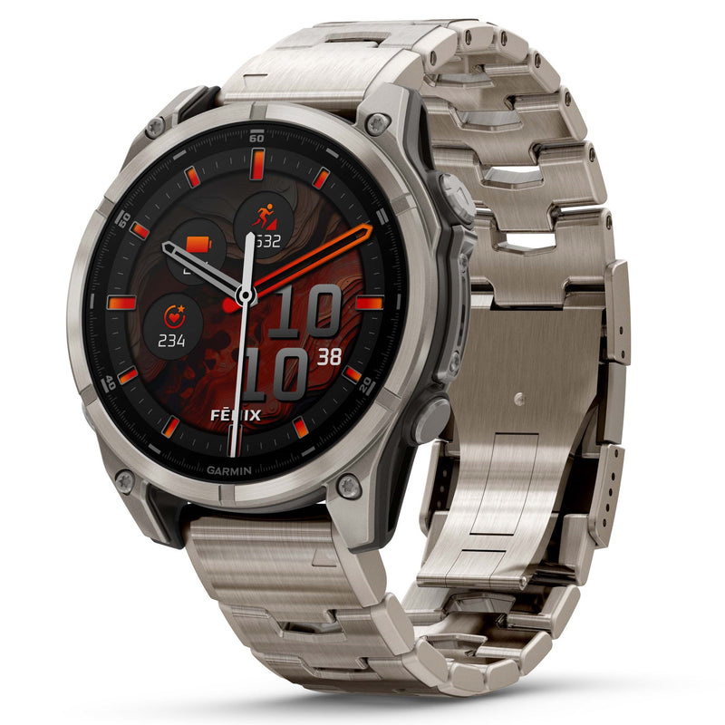 Garmin Fenix 8 - 47mm Sapphire AMOLED Titanium Bracelet & Black Rubber Strap 010-02904-40
