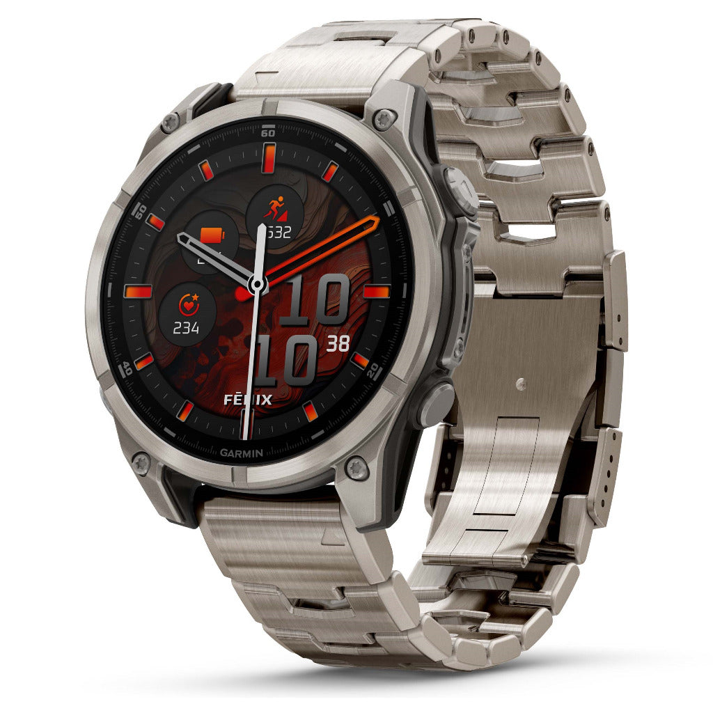 Garmin Fenix 8 - 47mm Sapphire AMOLED Titanium Bracelet & Black Rubber Strap 010-02904-40