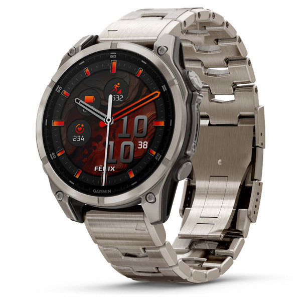 Garmin Fenix 8 - 47mm Sapphire AMOLED Titanium Bracelet & Black Rubber Strap 010-02904-40