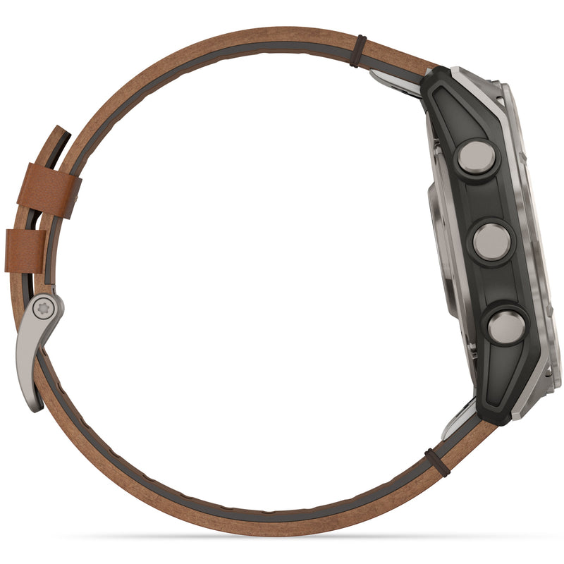 Garmin Fenix 8 - 51mm Sapphire AMOLED Titanium, Silicone & Chestnut Leather Strap 010-02905-40