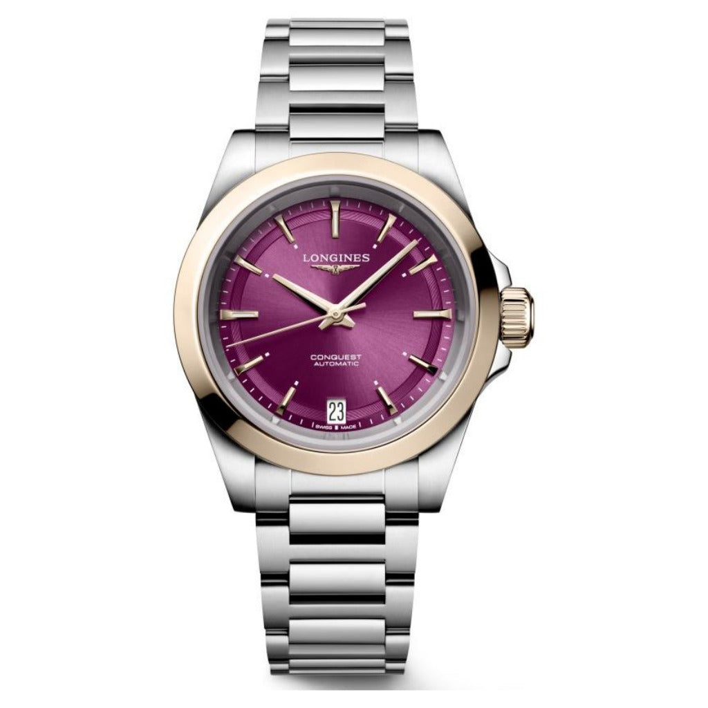 Longines Conquest Automatic Rose & Purple Dial 34mm Watch L3.430.5.98.6