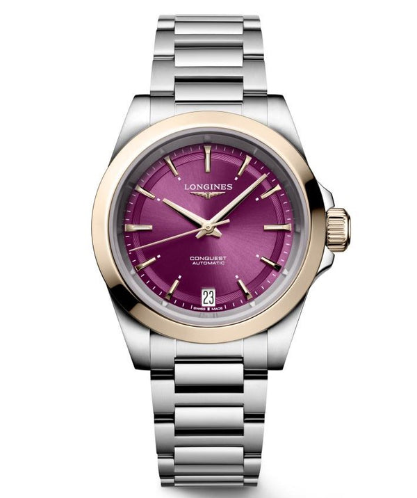 Longines Conquest Automatic Rose & Purple Dial 34mm Watch L3.430.5.98.6