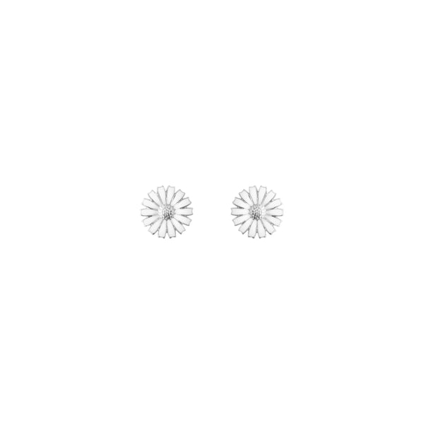 Georg Jensen Daisy Ear Studs, Sterling Silver & White Enamel