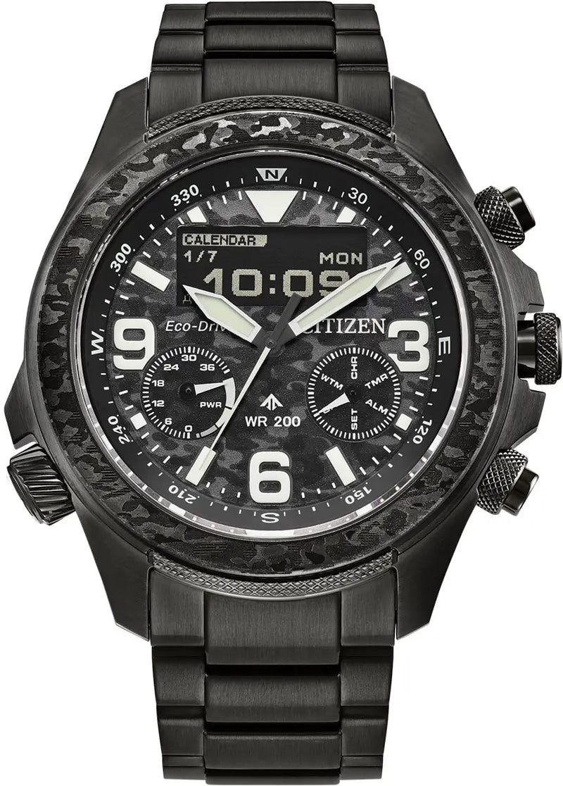 Citizen Eco-Drive Promaster Land Black Camouflage 44mm Watch Limited Edition JV1008-63E