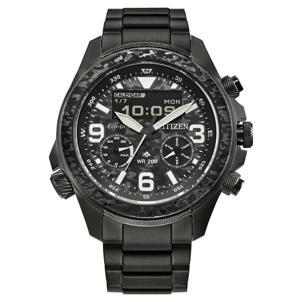 Citizen Eco-Drive Promaster Land Black Camouflage 44mm Watch Limited Edition JV1008-63E