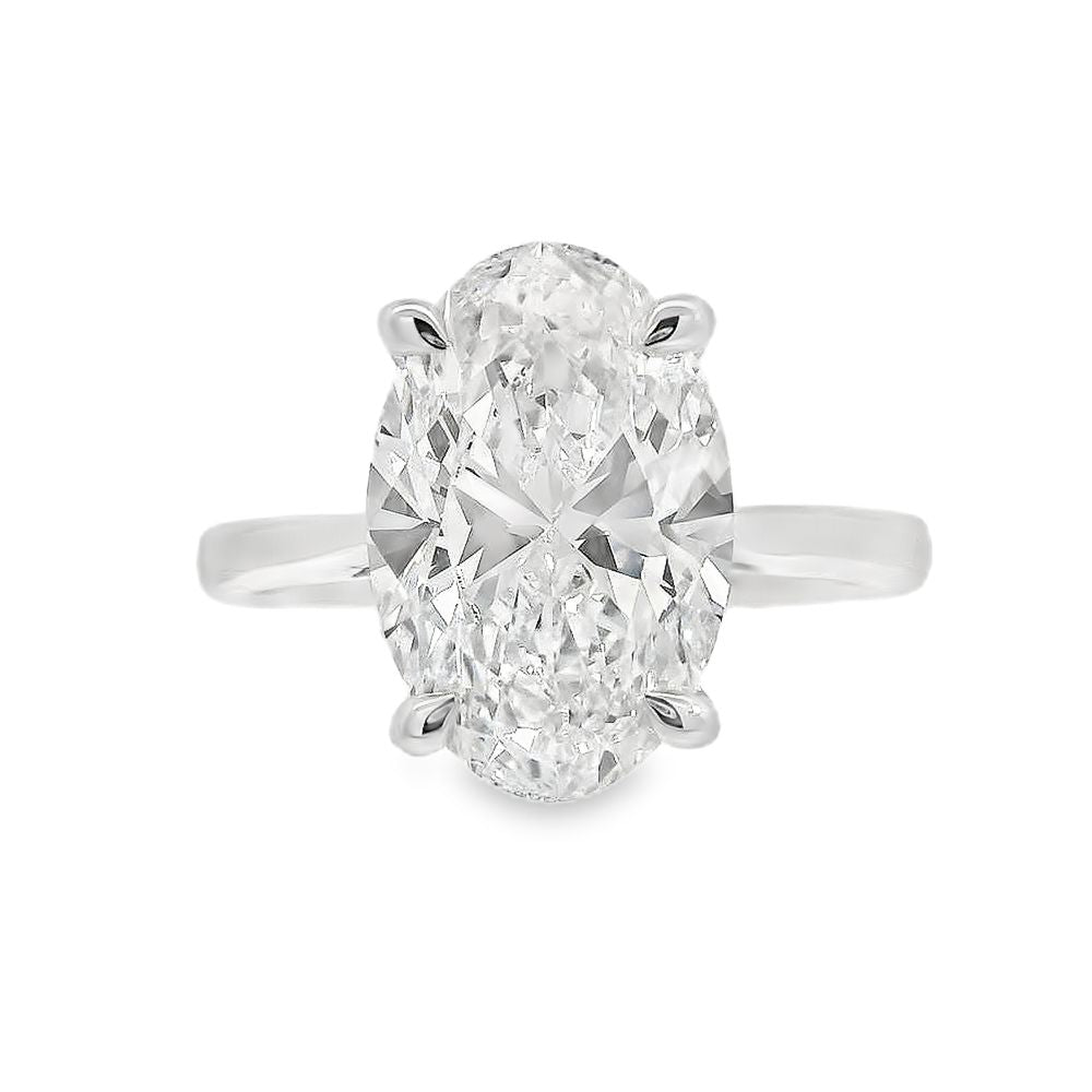 Oval Cut Single Stone 4.01ct Lab Grown Diamond, Platinum