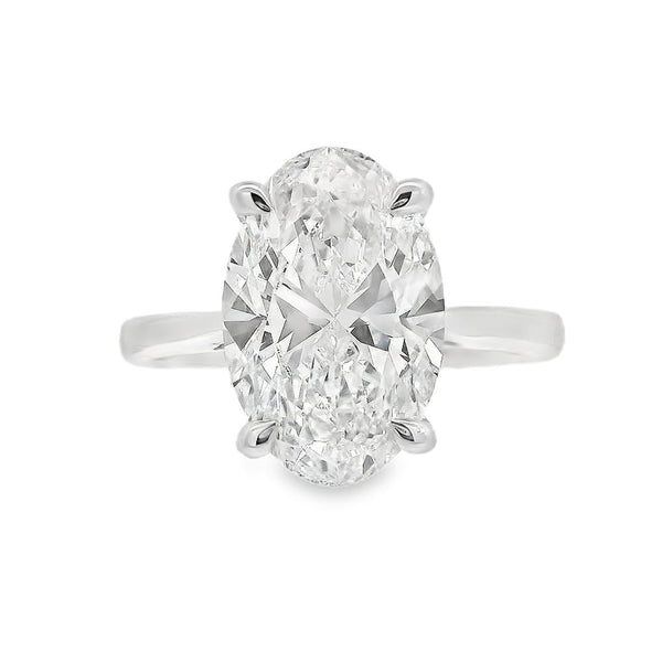 Oval Cut Single Stone 4.01ct Lab Grown Diamond, Platinum