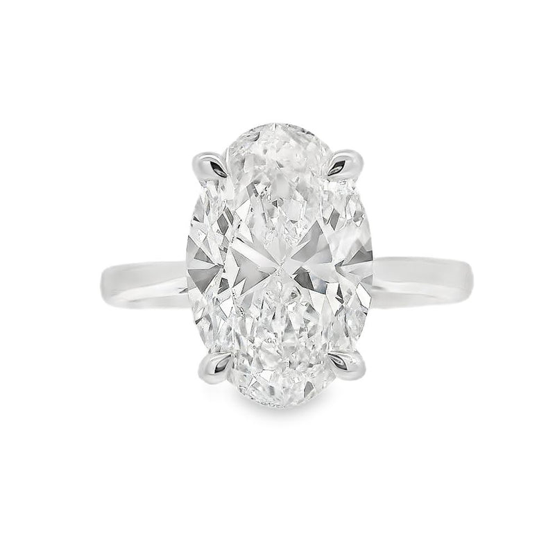 Oval Cut Single Stone 4.01ct Lab Grown Diamond, Platinum
