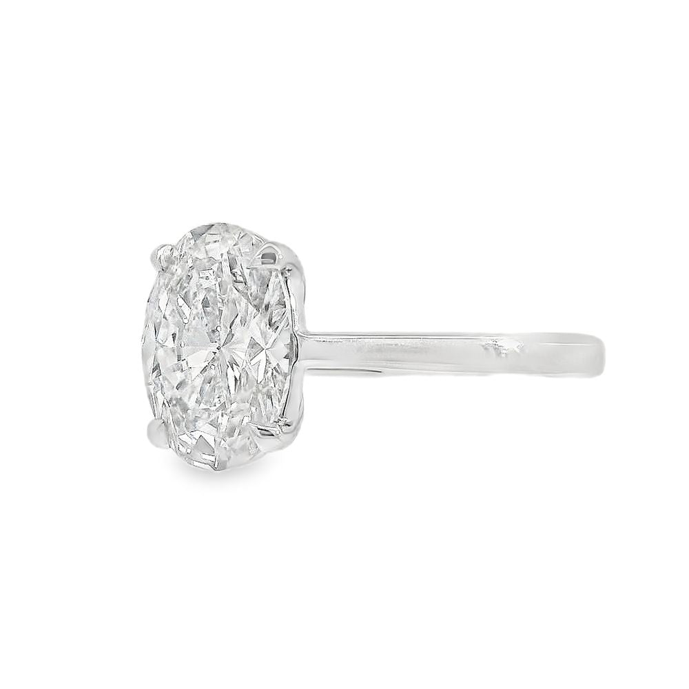 Oval Cut Single Stone 2.04ct Lab Grown Diamond, Platinum