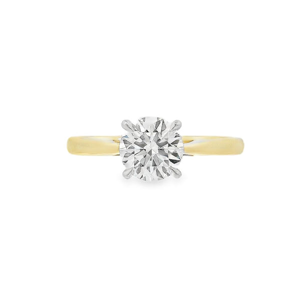 Round Brilliant Cut Single Stone 1.05ct Lab Grown Diamond, 18ct Yellow Gold And Platinum