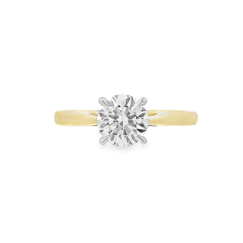 Round Brilliant Cut Single Stone 1.05ct Lab Grown Diamond, 18ct Yellow Gold And Platinum