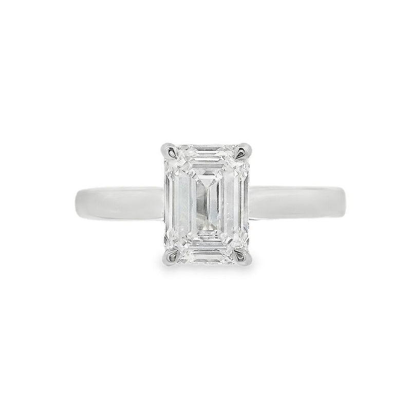 Emerald Cut Single Stone 1.51ct Lab Grown Diamond, Platinum