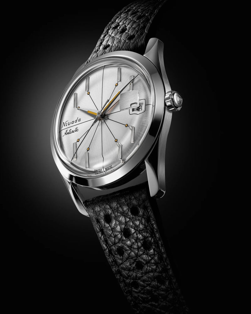 Nivada Grenchen Antarctic Spider Silver 35mm Watch 35012M40