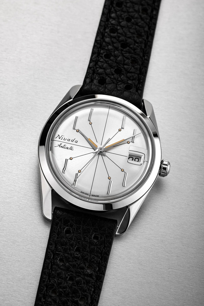 Nivada Grenchen Antarctic Spider Silver 35mm Watch 35012M40