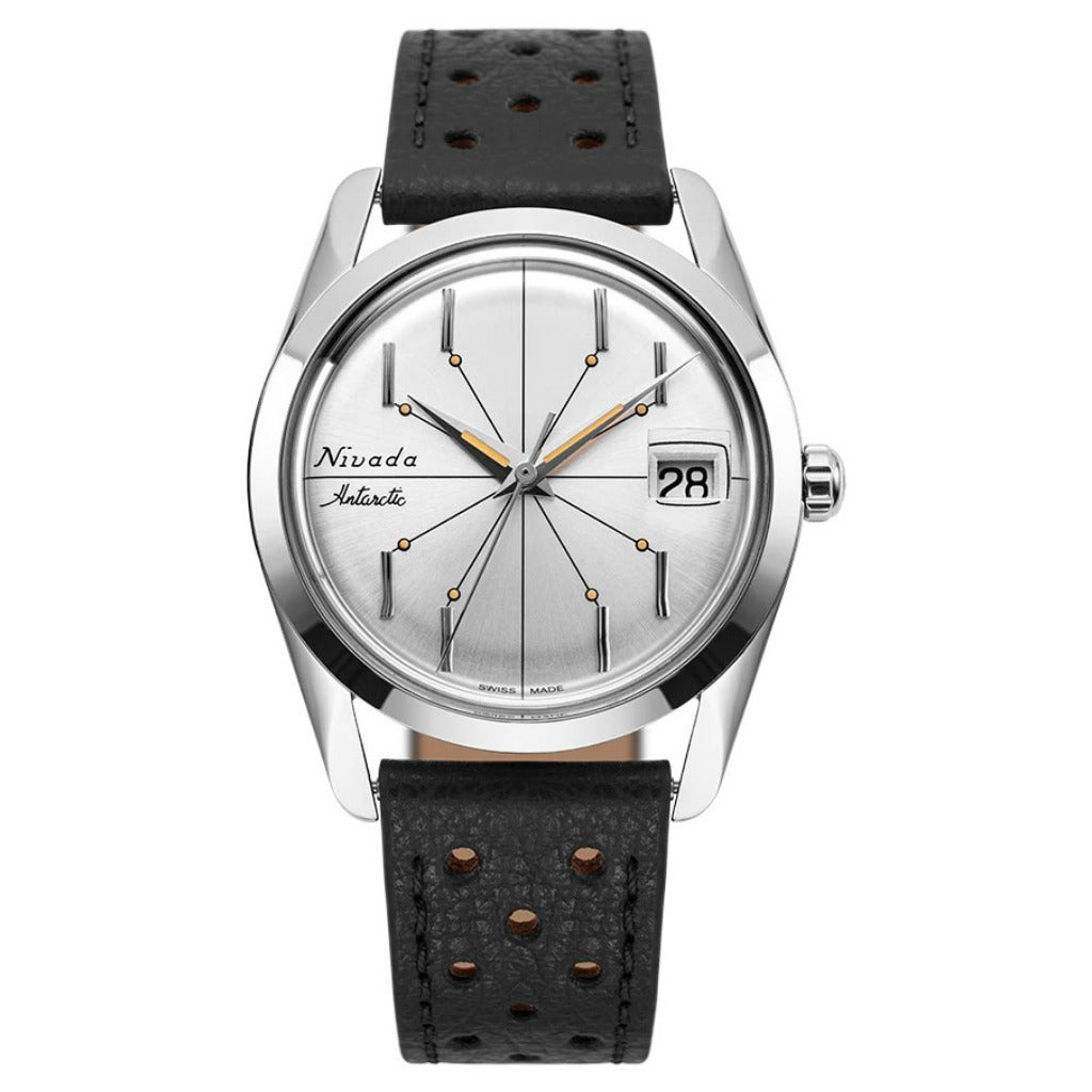 Nivada Grenchen Antarctic Spider Silver 35mm Watch 35012M40