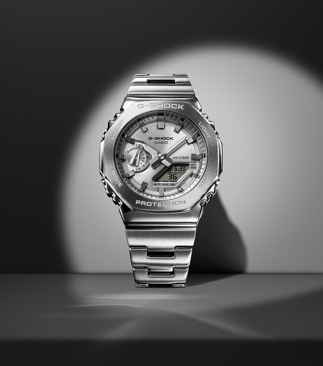 G-SHOCK Metal Covered 2100 Series Silver Watch GM-2110D-7AER