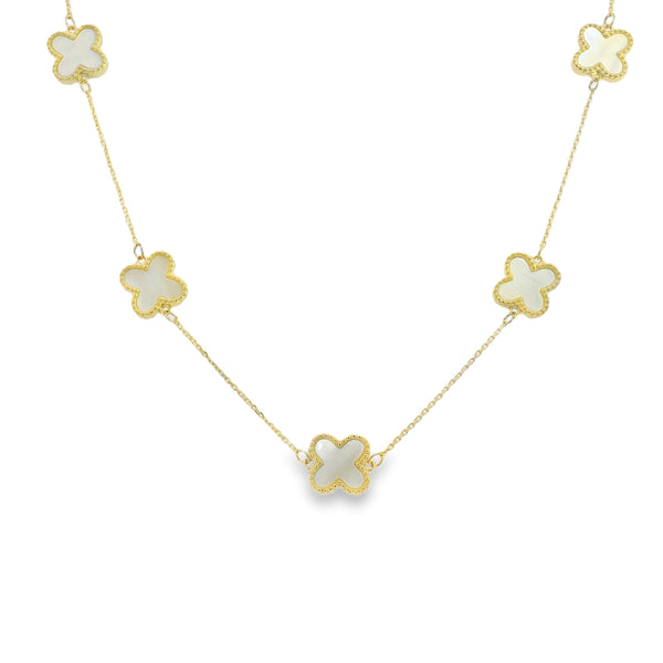 Mother of Pearl Clover 9ct Yellow Gold Necklace