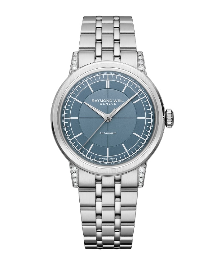 Raymond Weil Millesime Automatic Central Seconds Diamonds Watch Blue 35mm 2125-STS-50011