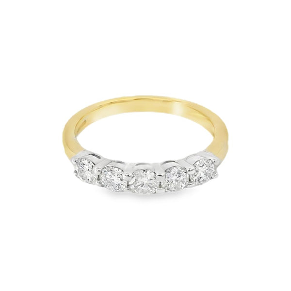 18ct Yellow Gold 5 Stone Diamond 0.75ct Ring