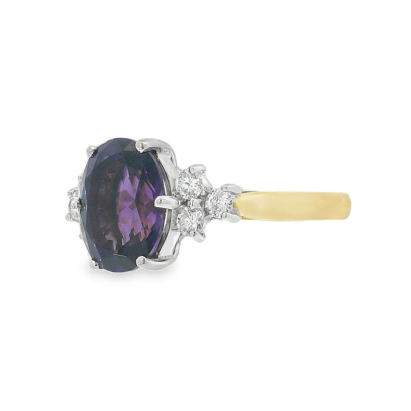 Amethyst & Diamond 18ct Yellow Gold Ring
