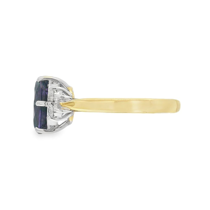 Amethyst & Diamond 18ct Yellow Gold Ring