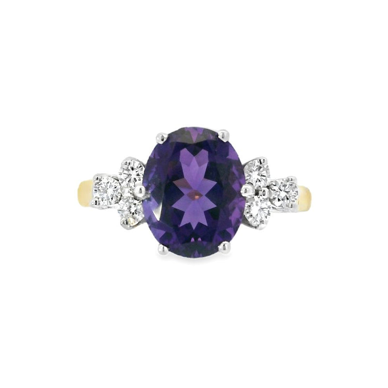 Amethyst & Diamond 18ct Yellow Gold Ring