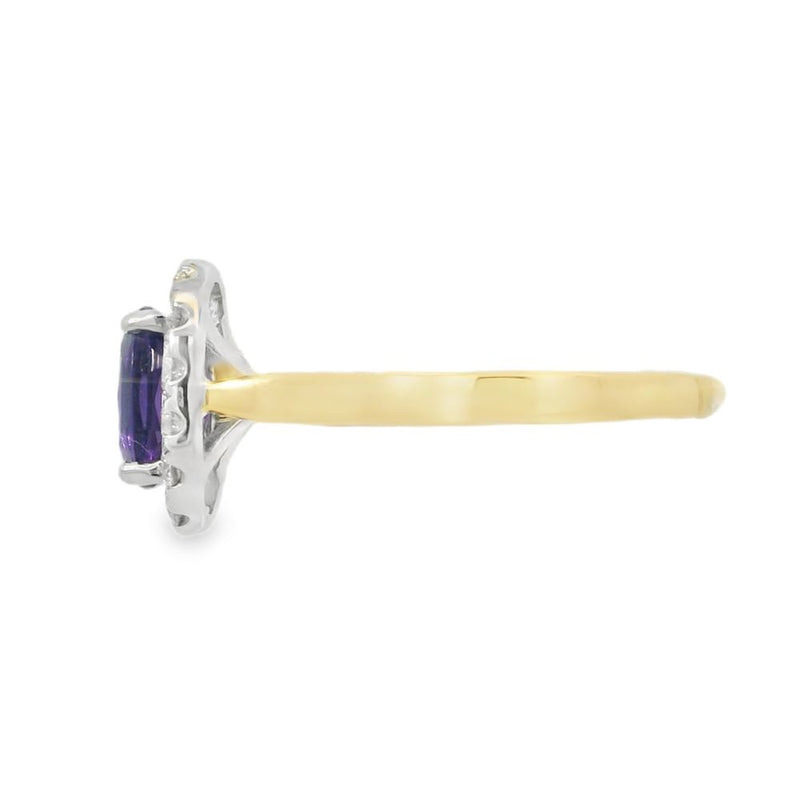 Amethyst & Diamond 18ct Yellow Gold Ring