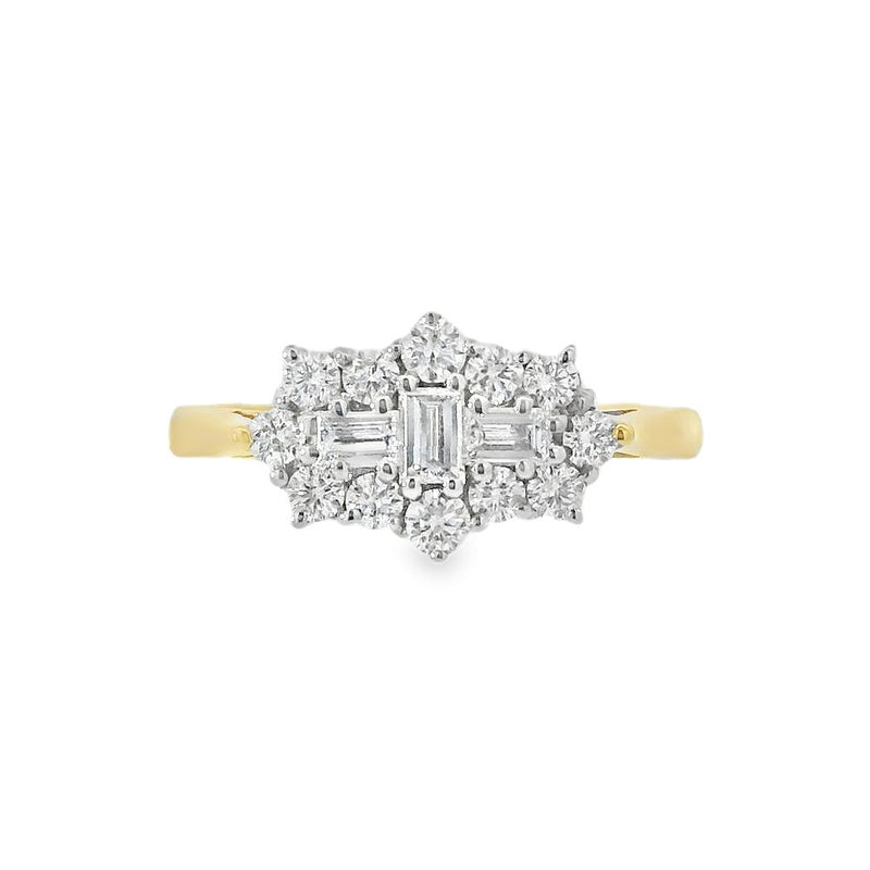 Diamond 18ct Yellow Gold Cluster Ring
