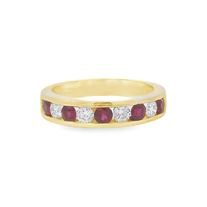 Ruby & Diamond 18ct Yellow Gold Eternity Ring