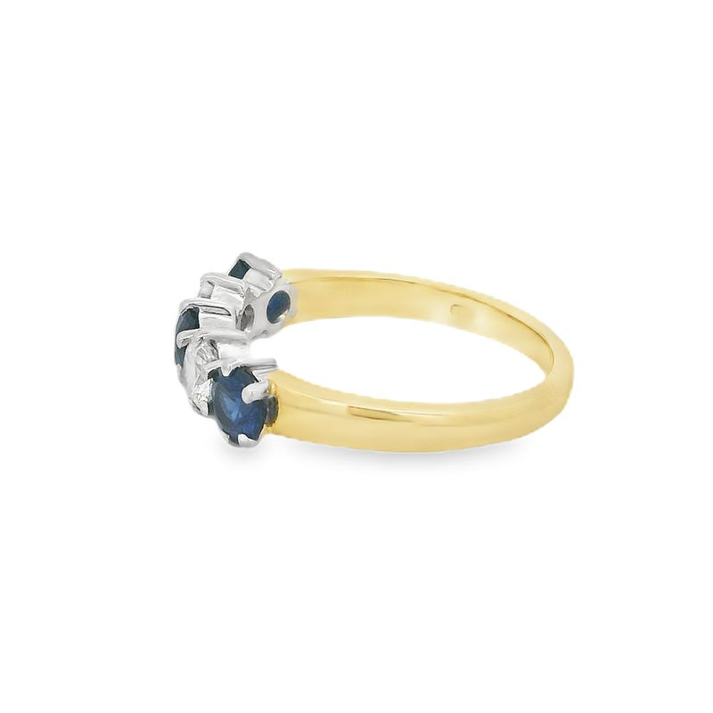 Sapphire & Diamond 5 Stone 18ct Ring