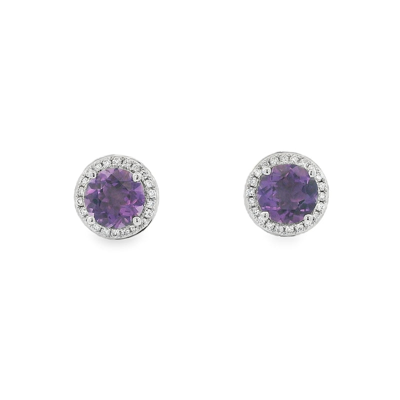 Amethyst & Diamond 18ct White Gold Earrings