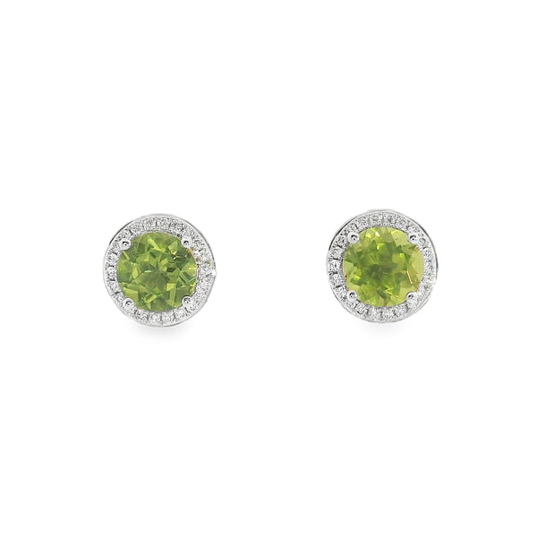 Peridot & Diamond 18ct White Gold Earrings