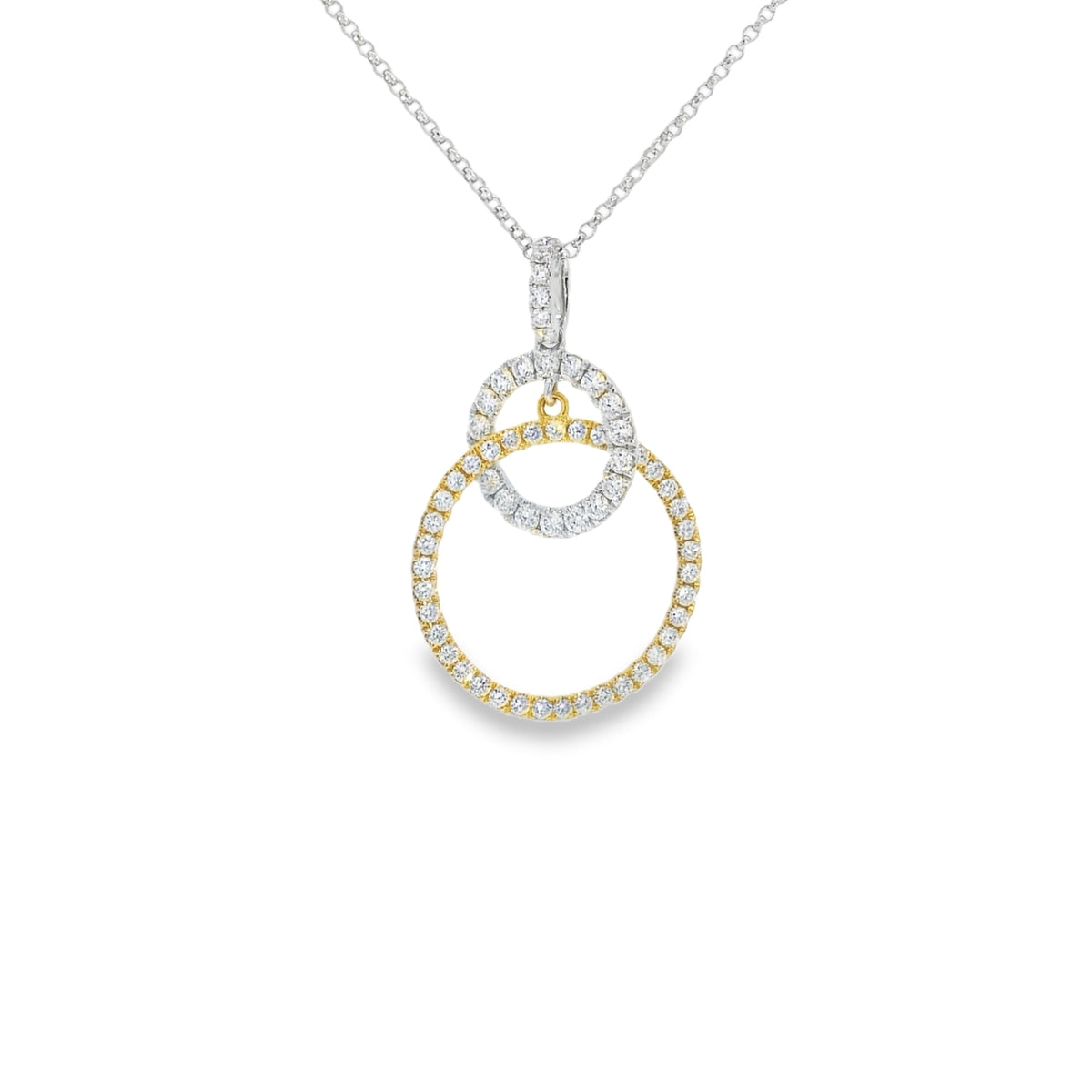 Diamond Double Circle 18ct Yellow & White Gold Pendant