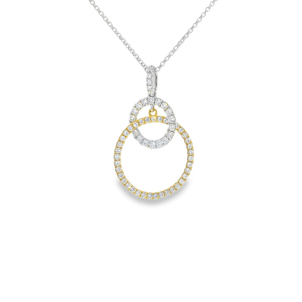 Diamond Double Circle 18ct Yellow & White Gold Pendant