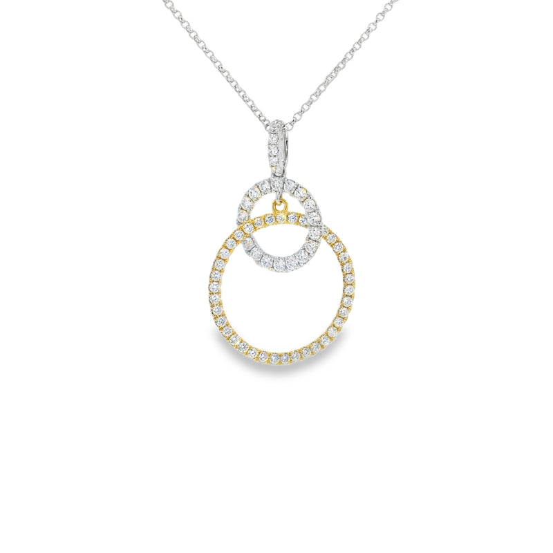 Diamond Double Circle 18ct Yellow & White Gold Pendant