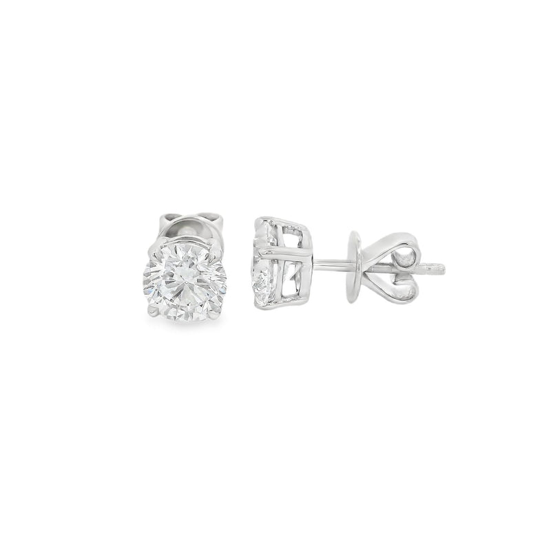 Lab Grown 2.00ct Diamond Single Stone Stud Platinum Earrings