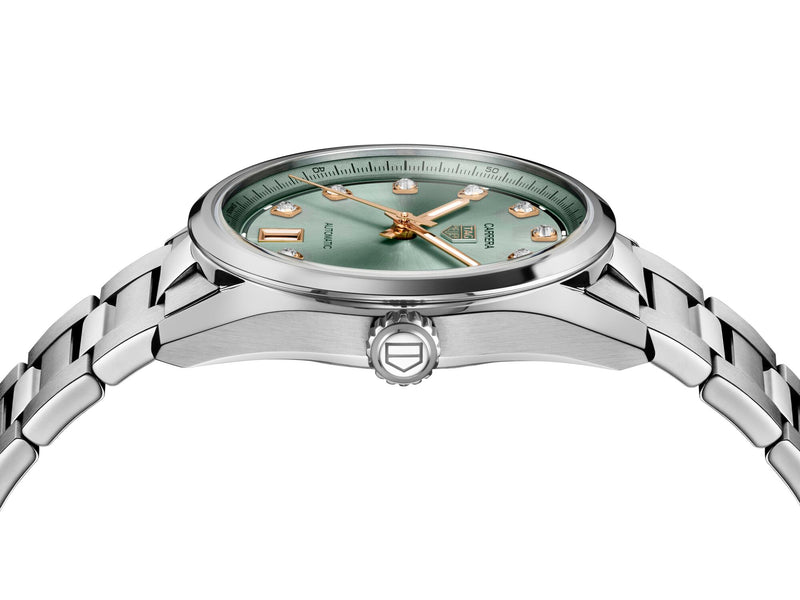 Tag Heuer Carrera Date Automatic Lime Green Diamond Dial 36mm Watch WBN2317.BA0001