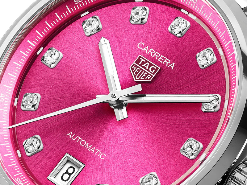 Tag Heuer Carrera Date Automatic Pink Diamond Dial 36mm Watch WBN2318.BA0001