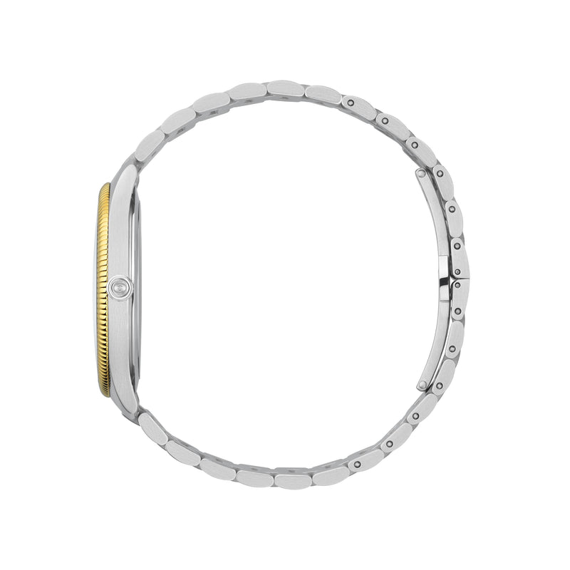 GUCCI G-Timeless Silver Dial, Gold Plated Bezel 38mm Watch YA1264233