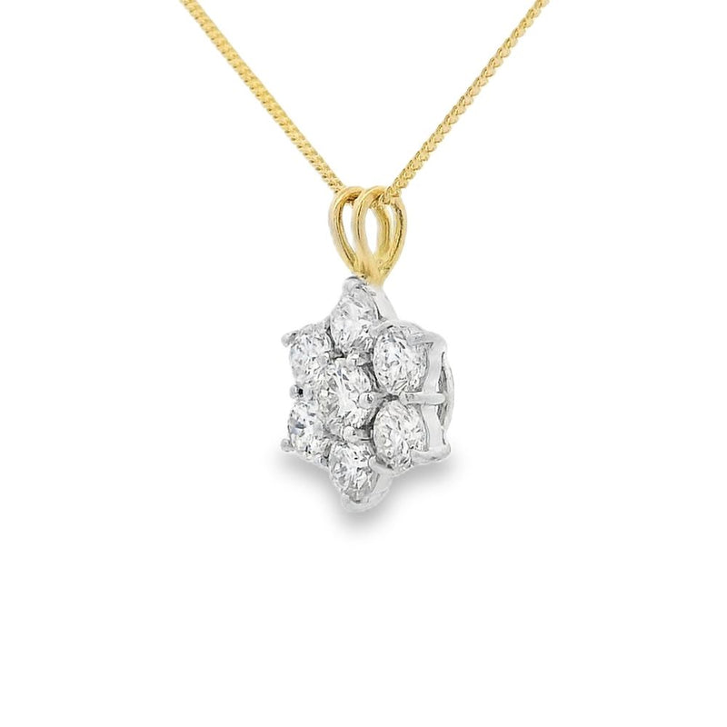 Diamond Flower Cluster 1.60ct 18ct Yellow & White Gold Pendant
