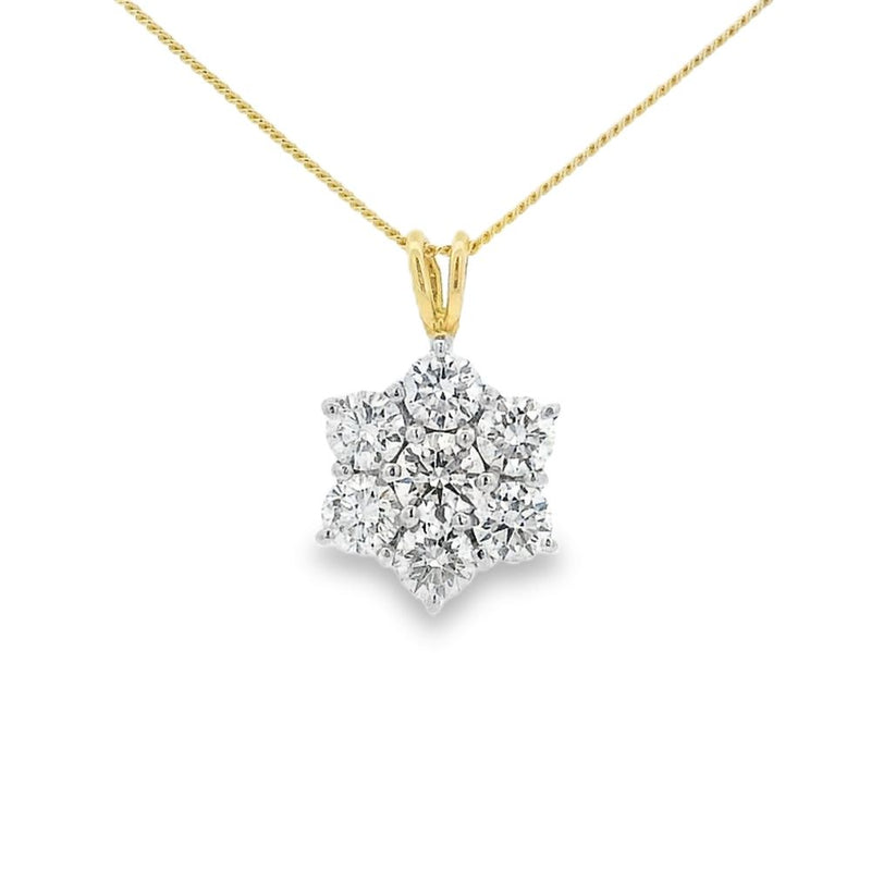 Diamond Flower Cluster 1.60ct 18ct Yellow & White Gold Pendant