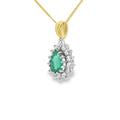 Emerald and Diamond Pear Shape Cluster 18ct Yellow & White Gold Pendant