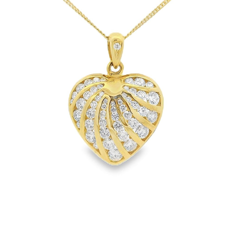 Diamond Heart Shaped 1.30ct 18ct Yellow Gold Pendant