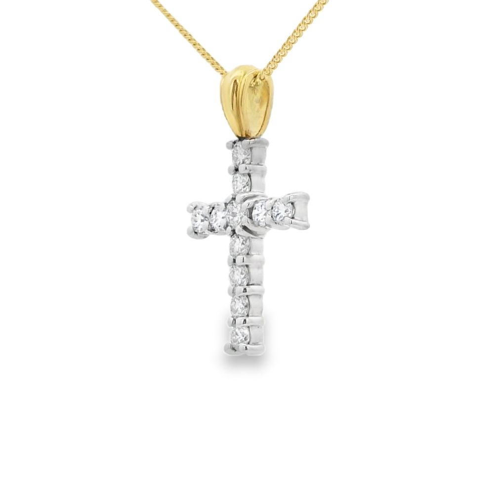 Diamond Cross 0.51ct 18ct Yellow & White Gold Pendant
