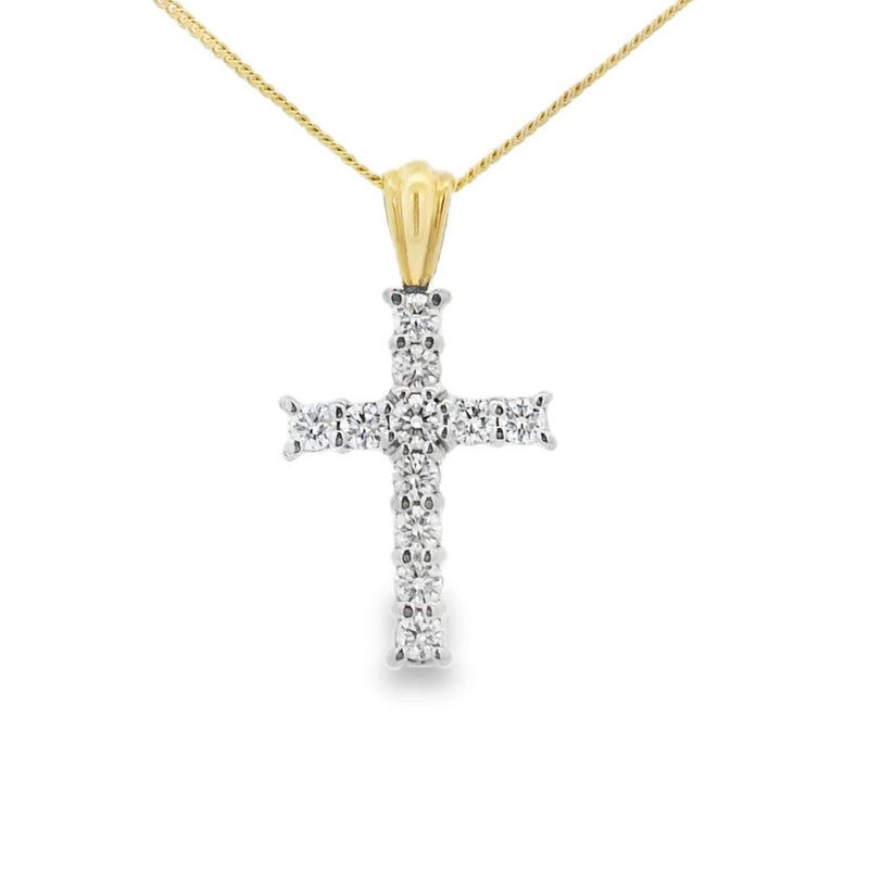 Diamond Cross 0.51ct 18ct Yellow & White Gold Pendant