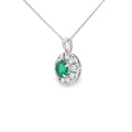 Emerald and Diamond 18ct White Gold Cluster Pendant