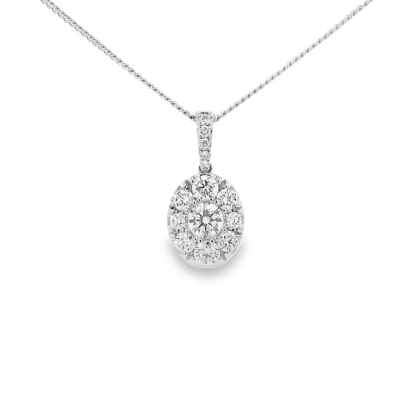 Diamond Oval Shaped 18ct White Gold Pendant