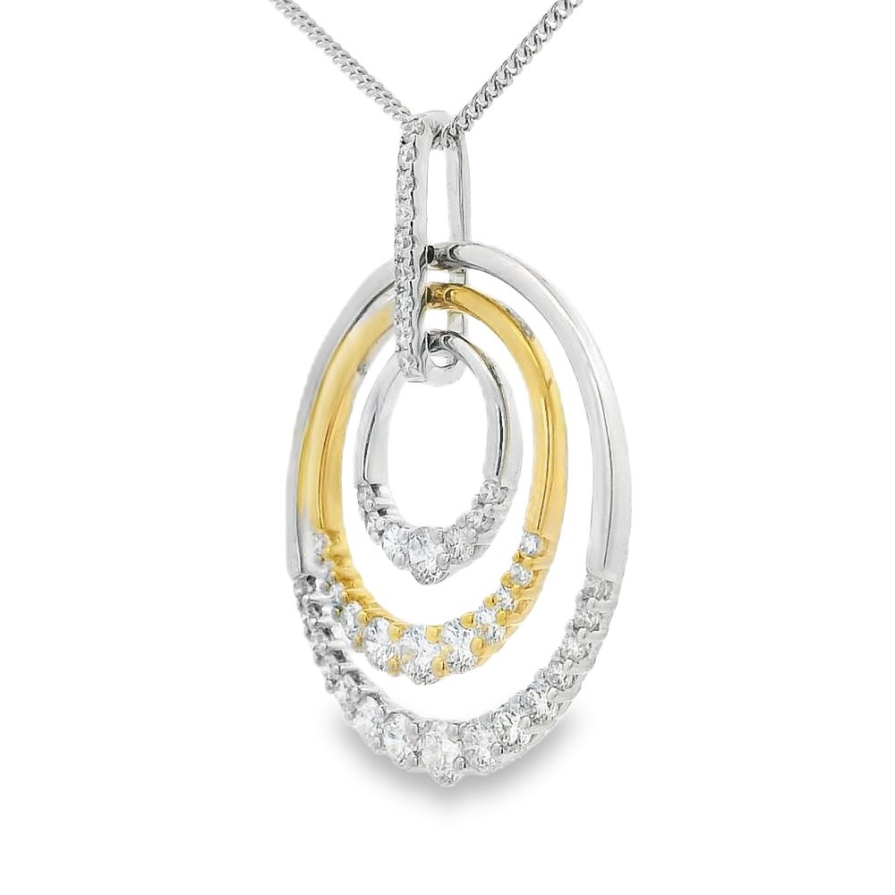Diamond Triple Circle 18ct White & Yellow Gold Pendant