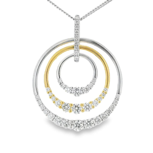 Diamond Triple Circle 18ct White & Yellow Gold Pendant