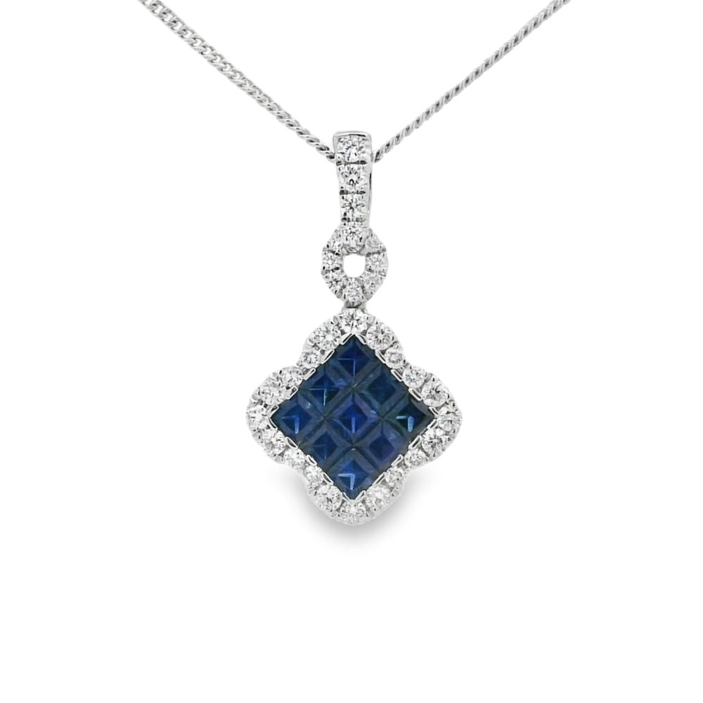 Sapphire and Diamond 18ct White Gold Pendant